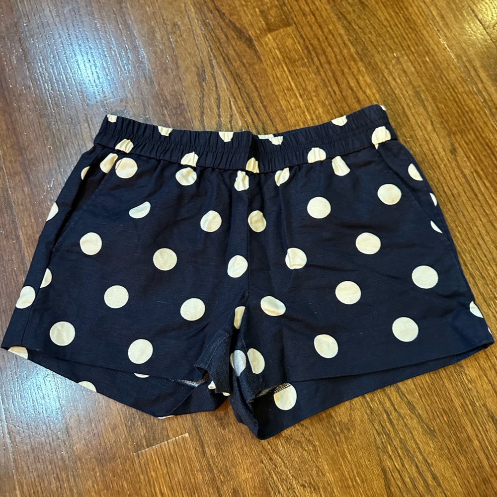J. Crew size 2 navy and white polka dot shorts